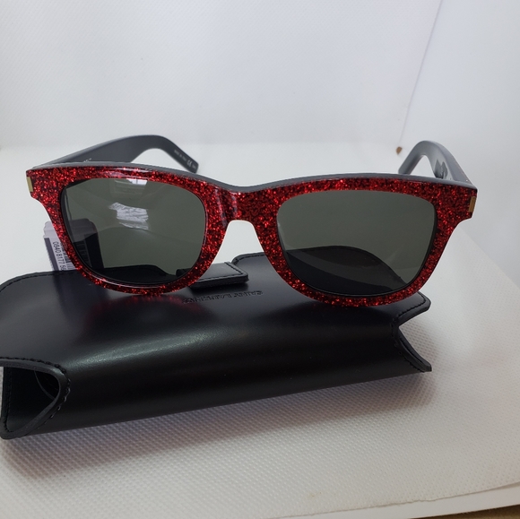 Yves Saint Laurent París Red Gritter Sunglasses - Picture 10 of 12